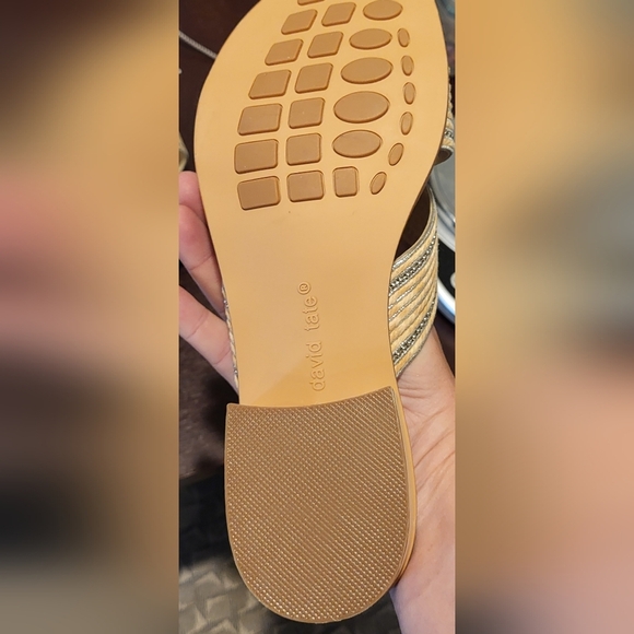 David Tate Thrill Women's Leather Sandal Bone Tan Slip On Slide Size 9 Wide - Picture 7 of 8